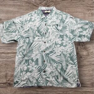 Tommy Bahama Silk Hawaiian Shirt Floral Tropical Resort Wear Mens Large